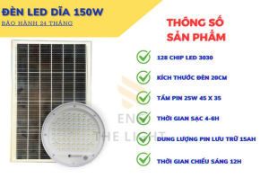 Đèn led năng lượng mặt lượng mặt trời -đèn Dĩa 150w