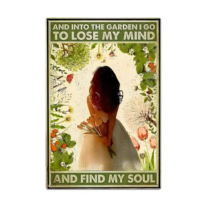 LEBI Retro Garden Art Metal Wall Decor with Floral Design and Inspirational Quote for Home Living Room Bedroom or Balcony Decoration