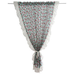 1Panel Floral Curtains for Living Room Ruffled Sheer Curtains for Bedroom Bathroom Rod Pocket Window Drapes