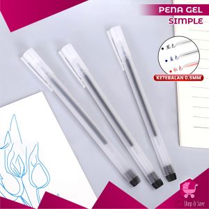 BabyShop-A46 Pena Gel Alat Tulis Pulpen 0.5mm Motif Polos Simple / Pena Perlengkapan Sekolah