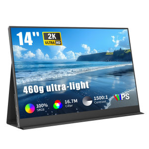 ZSCMALL 1K/2K Portable Monitor 14-inch 2160*1440 Frameless 400 Nits IPS HDR Eyecare USB C Gaming Display Included Smart Case Touchscreen or Notouch versin for Chossing
