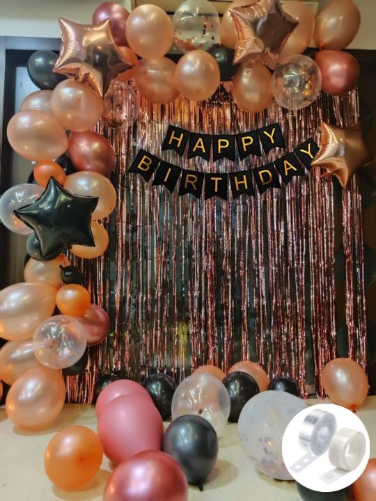 Black golden backdrop balloon birthday decoration with foil balloon