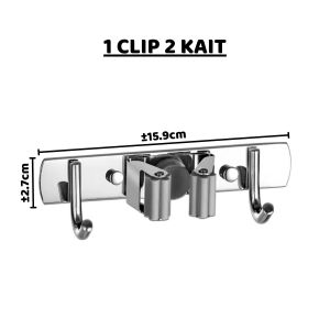 Gantungan Gagang Sapu Stainless Anti Karat / Hook Magic Mop Holder / Cantelan Pel Lantai - HOMIA
