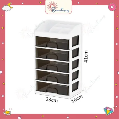 Rak Laci Kosmetik 3 4 Susun Organizer Make Up Tempat Stationery Meja Kantor Multifungsi Plastik Bagus Estetik