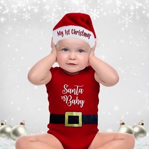 Baby Onesies PH Santa Baby Christmas Clothes Santa Hat 0-12 months Newborn Baby Girl Boy Bodysuit