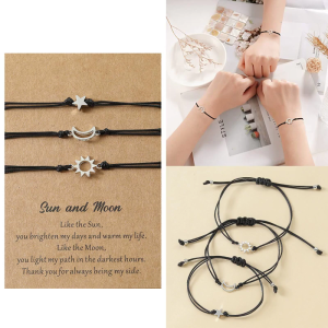 for Sun Moon Star Friendship Matching Bracelets BFF Distance Relationship Bracelets for Friends Him Her Mother Daughter