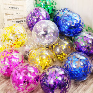 Teabelle 5PCS 12inch Latex Transparent Balloon Star Confetti Balloons Metallic Foil Confetti Shower Birthday Party Wedding Decoration Ball