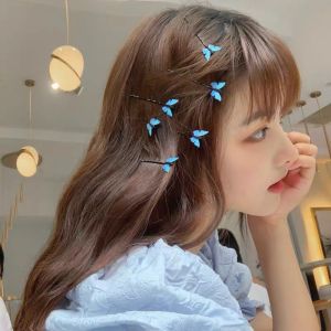 MIAOYA FJSL กิ๊บผีเสื้อสีน้ําเงินสําหรับสุภาพสตรี เครื่องประดับน่ารัก สไตล์การออกนอกบ้าน กิ๊บติดผมขั้นพื้นฐาน แฟชั่นเครื่องประดับผมนักเรียน