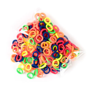 100ชิ้น/ถุงที่มัดผมผ้าไนลอนสีสันสดใสสำหรับเด็กผู้หญิงมาคารอนยางรัดเครื่องประดับผมแฟชั่น