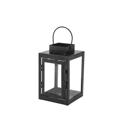 Wind-proof Iron Wind Lamp Black Handheld Lantern Candle Stand Simple Wrought Iron Outdoor Hanging Lantern Wedding Decor