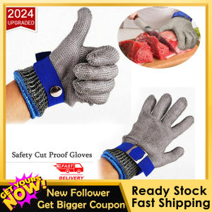 【in stock】Safety Cut Proof Stab Resistant Stainless Steel Gloves Non-slip Mesh Butcher Mittens Work Gardening Tools Protection Gloves