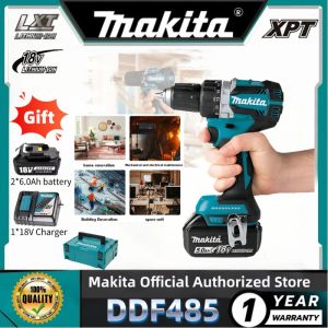 MAKITA DDF485 18V brushless electric impact drill cordless electric screwdriver power tools BL(1 Charger 2 Batteries)