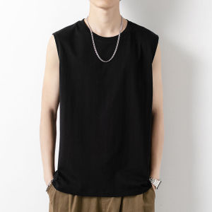 CC-30002 เสื้อกั๊กกีฬาผู้ชายทรงหลวม ผ้าใยสังเคราะห์ ใส่ออกกำลังกาย M-5XL แขนกุดสีพื้น