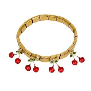 Vòng tay bằng thép không gỉ chắc chắn với dâu tây đáng yêu và anh đào thiết kế trang trí cho sử dụng thường nhật da nhạy cảm