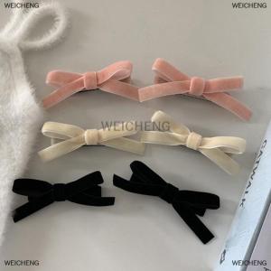 [COD] WEICHENG 2PCS Korean Style Solid Color Vintage Velvet Bow Hair Clip Cute Hairpin Side Clip Girls Sweet Cool Barrettes Hair Accessories