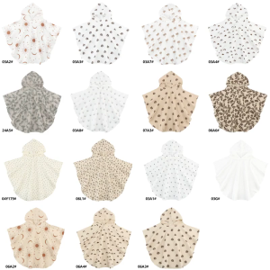 Toddlers Hooded Towel Cotton Baby Bathrobe Floral Print Cloak Shower Blanket Quick-Drying Bath Towel Newborn Shower Gift