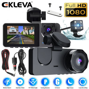 EKLEVA Dash Cam 1080P FHD 3 Lens Car Camera DVR Dashboard Camera Video Recorder In Car Camera Dashcam for Cars 170 Wide Angle WDR with 2.0" LCD Display Night Vision