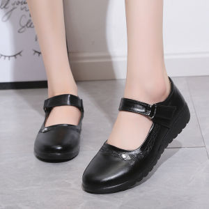 Future seeds black  shoes for women PU leather flat school shoes for women