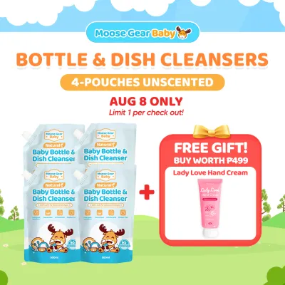 Moose Gear Baby Bottle Cleanser 4PACKS 500ml (Unscented) Antibacterial Resealable Leak Proof Cap