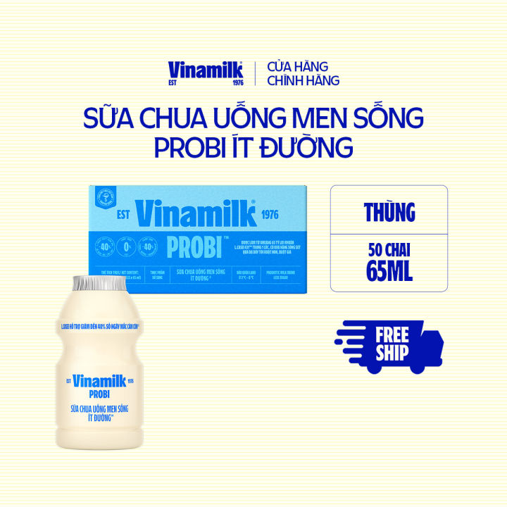 [CHỈ GIAO TRONG BÁN KÍNH 15KM] 2 Thùng Sữa chua uống Probi Ít Đường chai x 65ml - 50 chai/Thùng Yogurt