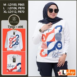 KAOS ZOLAQU TERBARU 2024 PAKAIAN WANITA LENGAN PANJANG ATASAN JUMBO OFFICIAL STORE AGEN RESMI PUTIH