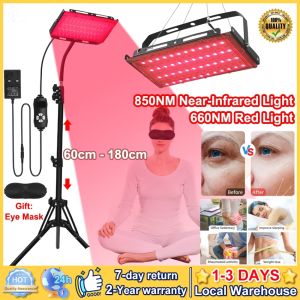 660nm & 850nm Red Light Therapy Device with Stand - 96 Dual LED Full Body Treatment for Pain Relief/Skin Rejuvenation 5 Modes & Eye Mask | Home Spa Device (30WAdjustable Height)