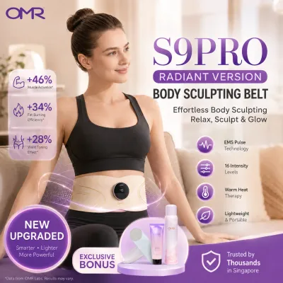 【Pre-Order】OMR 5-in-1 Multifunctional Smart Waist Massager EMS Slimming Belt+Abdominal Trainer+GIFT | 21 Microcurrent Massage Modes+3-Level Lights Therapy for Body Sculpting & Muscle Relaxing