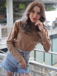 Best Seller เสื้อยืด Cotton คอกลม แขนยาว  สีขายดี