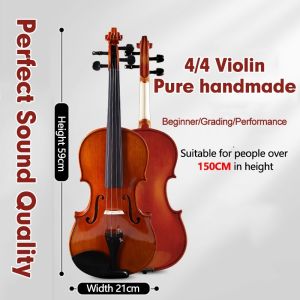 MINSINE Professional Violin Full Size All Wooden Violin Set free packaging Stickers for Beginners Students Adults Kids Practice playing a 4/4 size hardwood professional violin
