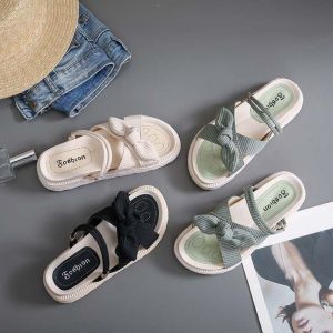 Fashion 2 in 1 Thick Soled Sandals Elegant Open Toe Bowknot Slippers Women Shoes Summer Beach Slippers Holiday