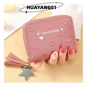 HUAYANG01 [HOT FASHION] กระเป๋าสตางค์ผู้หญิงกระเป๋าสตางค์พู่สั้นขนาดเล็กมินิผู้หญิงน่ารักเด็กผู้หญิงมีซิปกระเป๋าใส่เหรียญหนัง PU กระเป๋าสตางค์แบบถือ