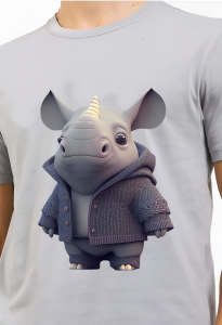 Kaos Pria 3 Dimensi Motif Animasi Badak Rhino Tshirt Oblong Katun 24s H0127 By Hans & co