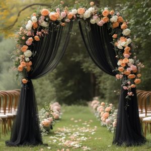 INNICE Chiều rộng 160CM Cổng vải tuyn cưới Trắng Hồng 6/8/10 mét Phông nền vải xếp nếp Vật liệu trang trí Thanh lịch Vải trang trí vòm Đám cưới