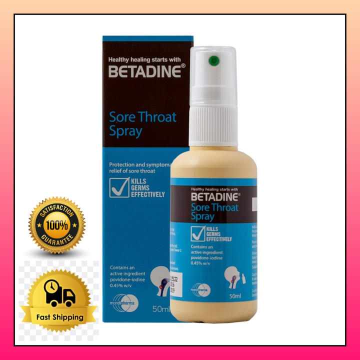 Betadine THROAT Spray 50ml Povidone Iodine Sore throat relief kills ...