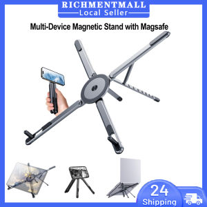 【🔥SG STOCK🔥】Multifunctional Magnetic Phone Holder Handheld Selfle Stick Foldable Tripod Portable Desk Stand for iPhone ipad Tablet Laptop 3-in-1 Laptop/Tablet/Phone Holder Supports Handheld or Desktop Mode Portable Travel Design