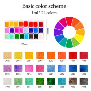 MINIFELE 262 1ml Each Color Watercolors Paint Set 24 Colors Plastic Solid Pigment Portable Quick-dry Solid Watercolor Professional Art