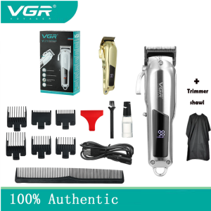VGR Hair Clipper Personal Care Professional Trimmer Electric LCD Display USB Interface For Charging Plugging