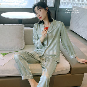 Pijama đôi nam nữ vợ chồng mới cưới đồ ngủ cặp màu xanh dài tay - Since Then