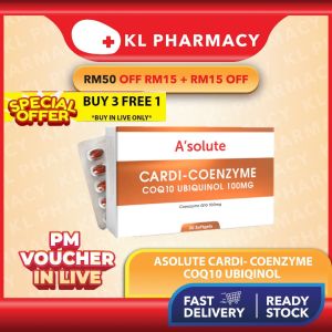 [100% Japan Origin] [30S BUY 3 FREE 1 IN  LIVE ONLY] Asolute CoQ10 ubiquinol 30s/60s