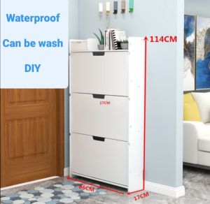 DIY Ikea Style Waterproof Shoes Rack Cabinet Rak Kasut Ultra-thin Space Saving Almari Kasut Shoe Organiser Shoes Storage
