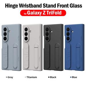 Wristband Foldable Stand Hinge Funda for Samsung Galaxy Z Tri Fold Z TriFold Case Front Glass Lens Protect PC Plastic Cover Capa