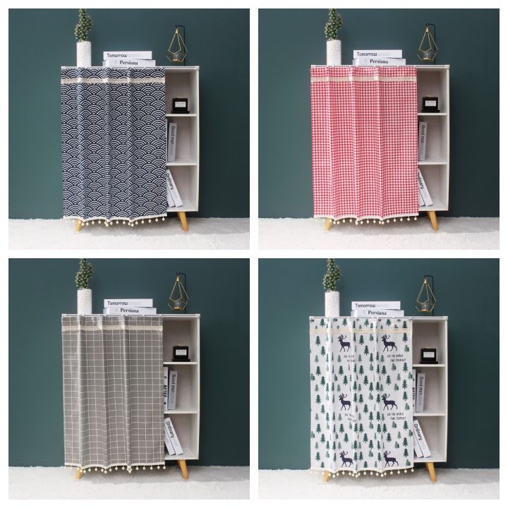 [Tặng miếng dán ] Nhiều Mẫu Rèm dán cửa tủ/cửa bếp may Viền Ren đa năng ...