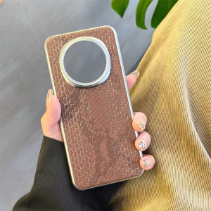 Case For Honor Magic 7 Pro Case Fashion Design Sense Leather Silicone Back Cover For Magic7 7Pro 5G Electroplate Frame Bumper