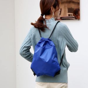 Plain Drawstring Back Pack Bag With Zipper Shoes Bag