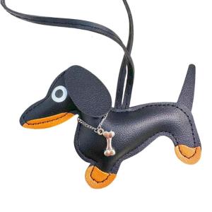 Dễ thương Dachshund móc khóa da PU vui vẻ Dachshund Keychain PU da trang trí dây móc khóa quyến rũ cho trẻ em và người lớn
