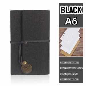 A6 Retro Binder Notebook Soft Pu Leather Travel Journal Notebook Loose-leaf Binder School Stationery 80Sheets 18.5x11.5CM