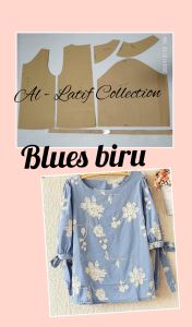 pola instan/ pola jiplak Blouse Biru