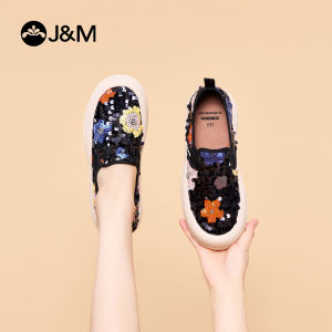 Joy&Mario Womens Loafers Cartoon Lace Sweet Comfortable Slip-on Casual Fashion Shoes