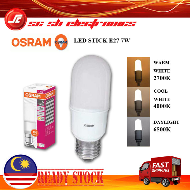 OSRAM LED STICK E27 7W (WARM WHITE 2700K/COOL WHITE 4000K/DAYLIGHT ...