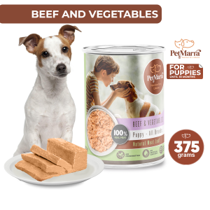 PetMarra Natural Meat Loaf Puppy Wet Food Can Beef and Vegetables Flavor 375g meatloaf puppies pet foods all breeds